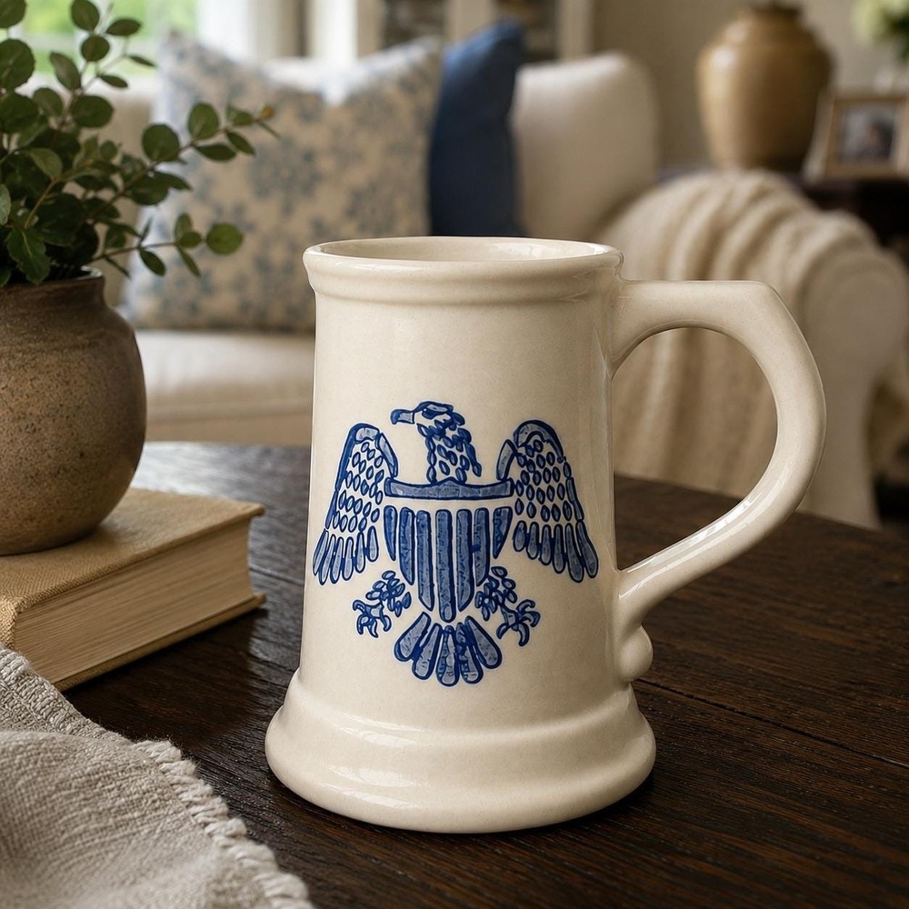 Vintage Pfaltzgraff Yorktowne Eagle Beer Stein Tankard 20oz Stoneware Mug USA